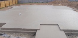 A concrete foundation for a new home